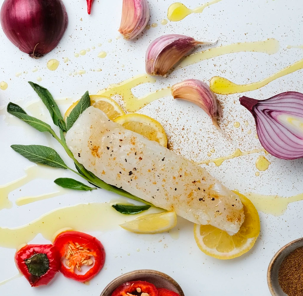 Haddock With Peppers, Onions, And Mashed Tomatoes