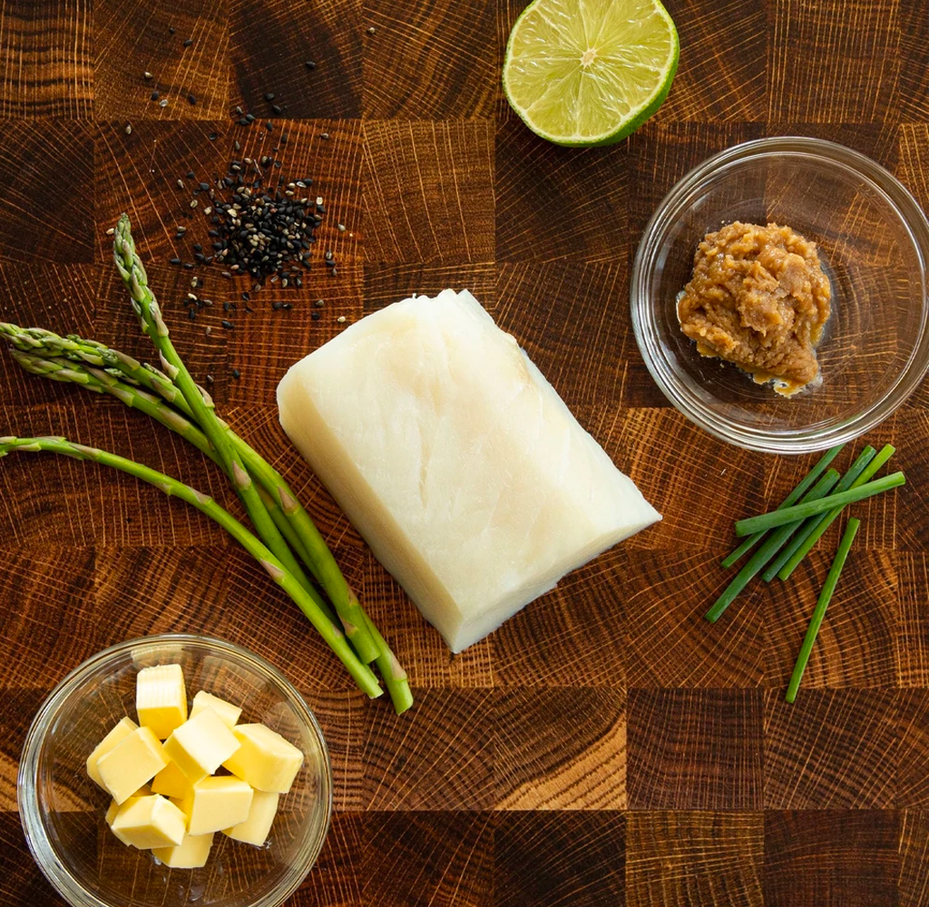 Halibut with Miso Butter & Asparagus